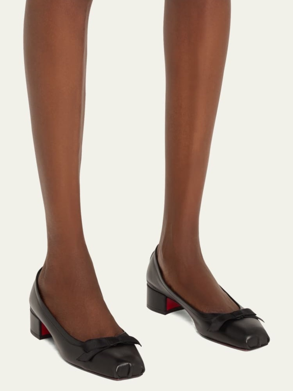 Christian Louboutin Black Patent Leather Bow Block Heel Pumps - Picture 8 of 10